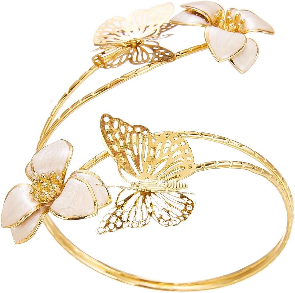 Colorful Flower Upper Arm Bracelet for Women Minimalist Boho Butterfly Flower Band Cuff Bangle Bracelet Bohemia Summer Beach Jewelry Birthday Gifts