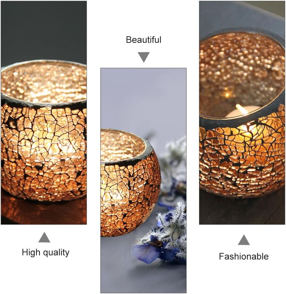 Garneck 10cm Crystal Candle Holder Table Ornament Votive Candle Bowl Glass Round Tealight Candle Lantern Romantic Candelabra Vase for Wedding Table Centerpieces Birthday Party Decoration
