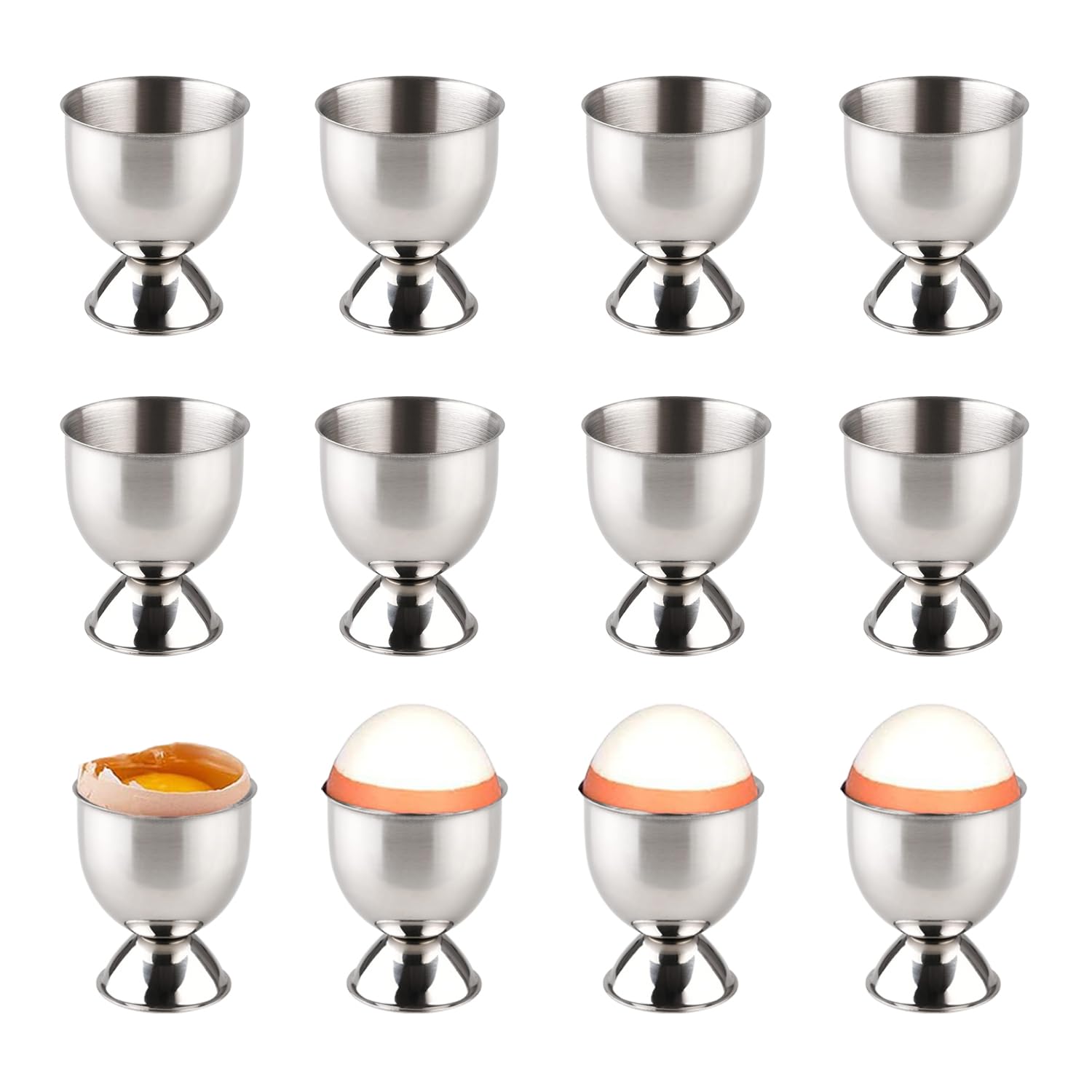 Lot De 4 Coquetiers Inox + 1 Ouvre-Œuf Français - Le Kit Parfait Pour Œufs à La Coque Stylé Et Pratique