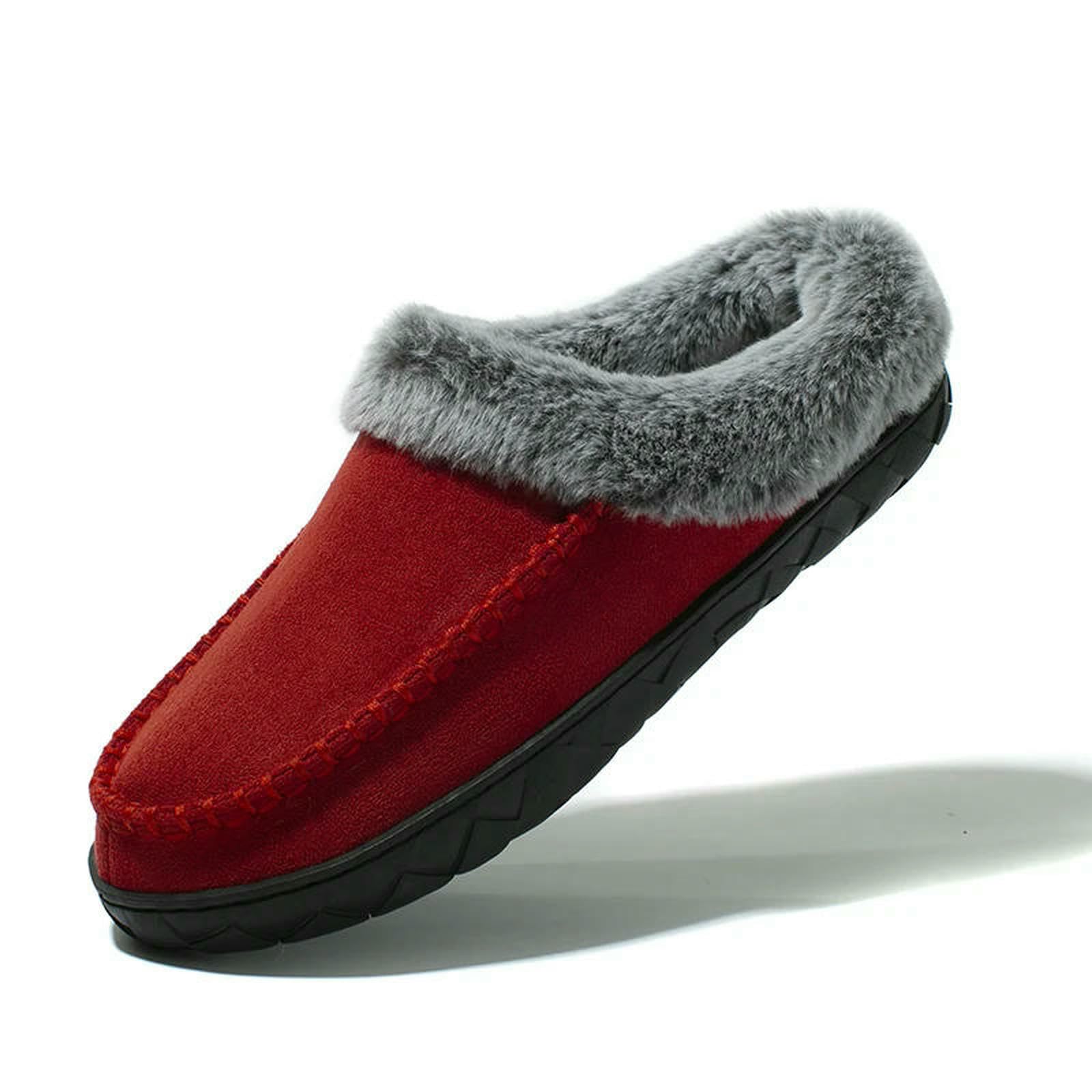 Pantofole Invernali da Uomo Scarpe Calde Casa Coppie Scivoli Pantofola Camera Letto Donna Antiscivolo in Cotone-grigio-35-36