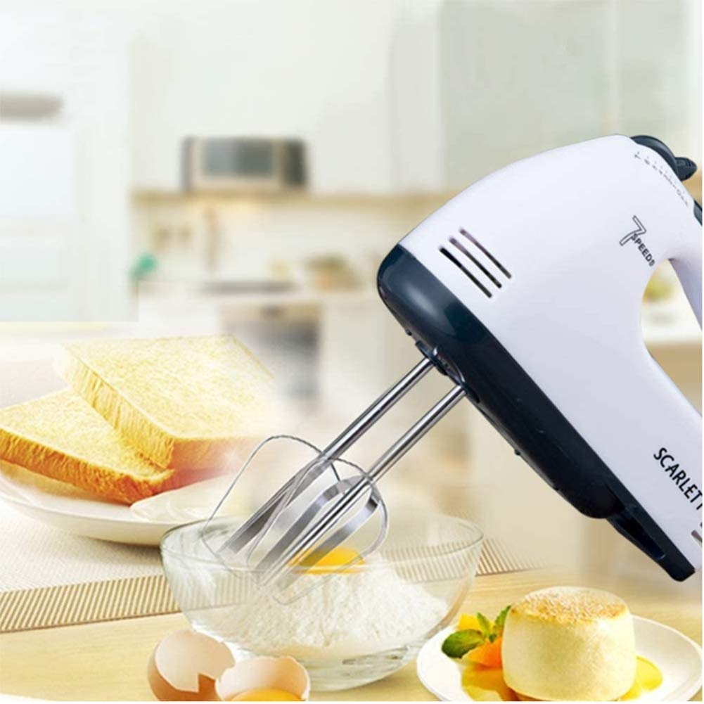 Frullino per Alimenti Frusta Portatile Leggera a 7 velocità con 2 * fruste, 2 * Ganci per Impasto Robot da Cucina per Cottura in Cucina Torta Gelato Frullatore Elettrico a Mano