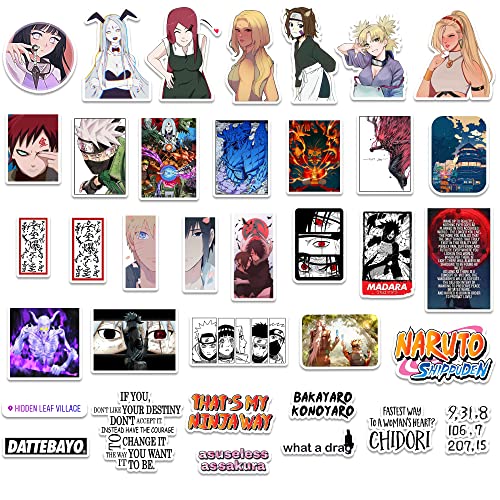 Image of Paper9store Pack of 80+ Naruto Stickers for Laptop, Phone Case, Guitar, Bike, Pc, Scrapbook etc. Waterproof Glossy Laminated Residue Free Anime Stickers