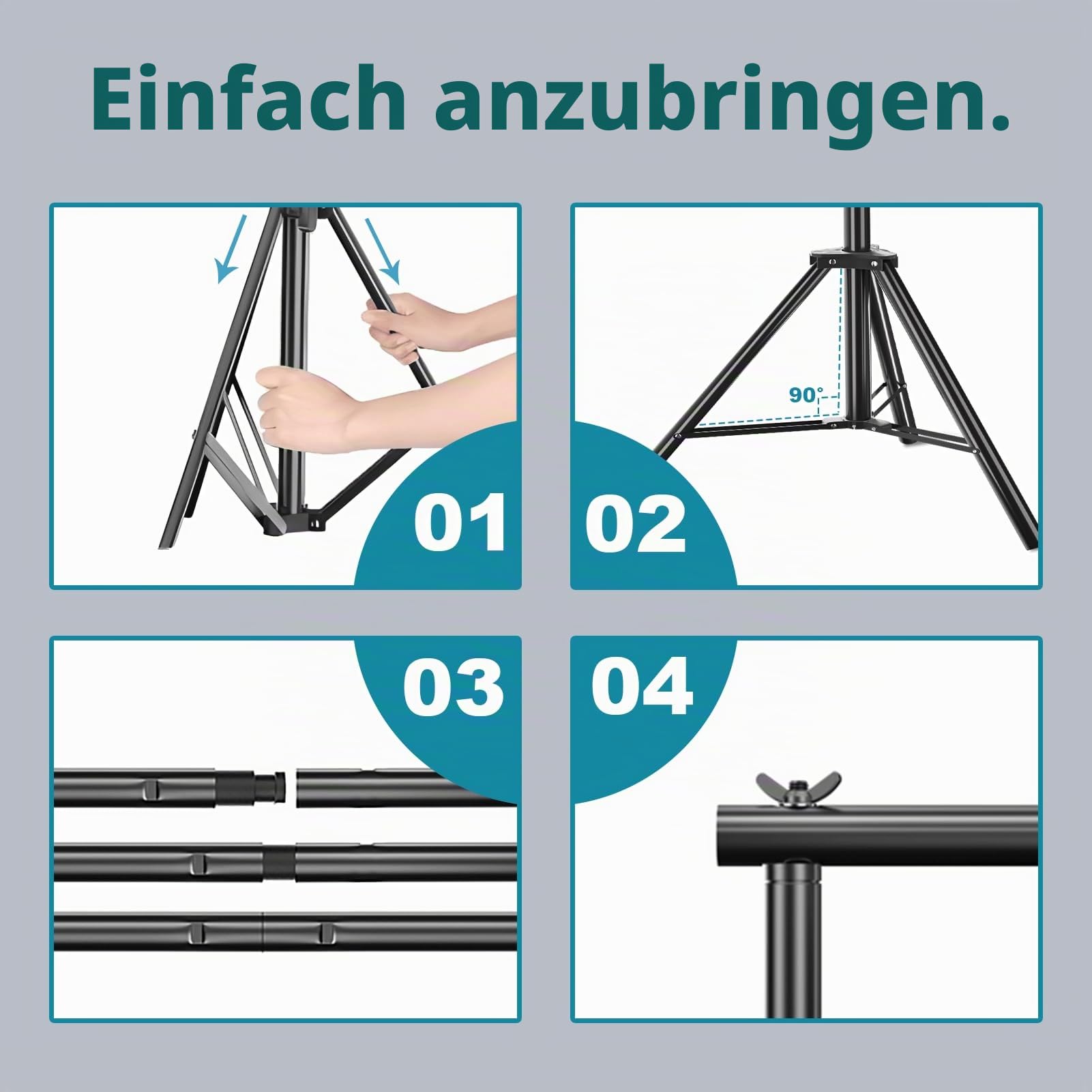 Hintergrund Ständer Fotografie, 2,8x3m Verstellbare Fotohintergrund Ständer | Hintergrundsystem, Hintergrundklemmen, Tragetasche, Fototudio, Porträt, Produktfotografie, Studiofotografie