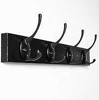 Vista 12 de Ganchos para Abrigos Montados en la Pared, Perchero de Madera para Sombreros con 4 Ganchos para Entrada, Baño, Dormitorio (Marrón)