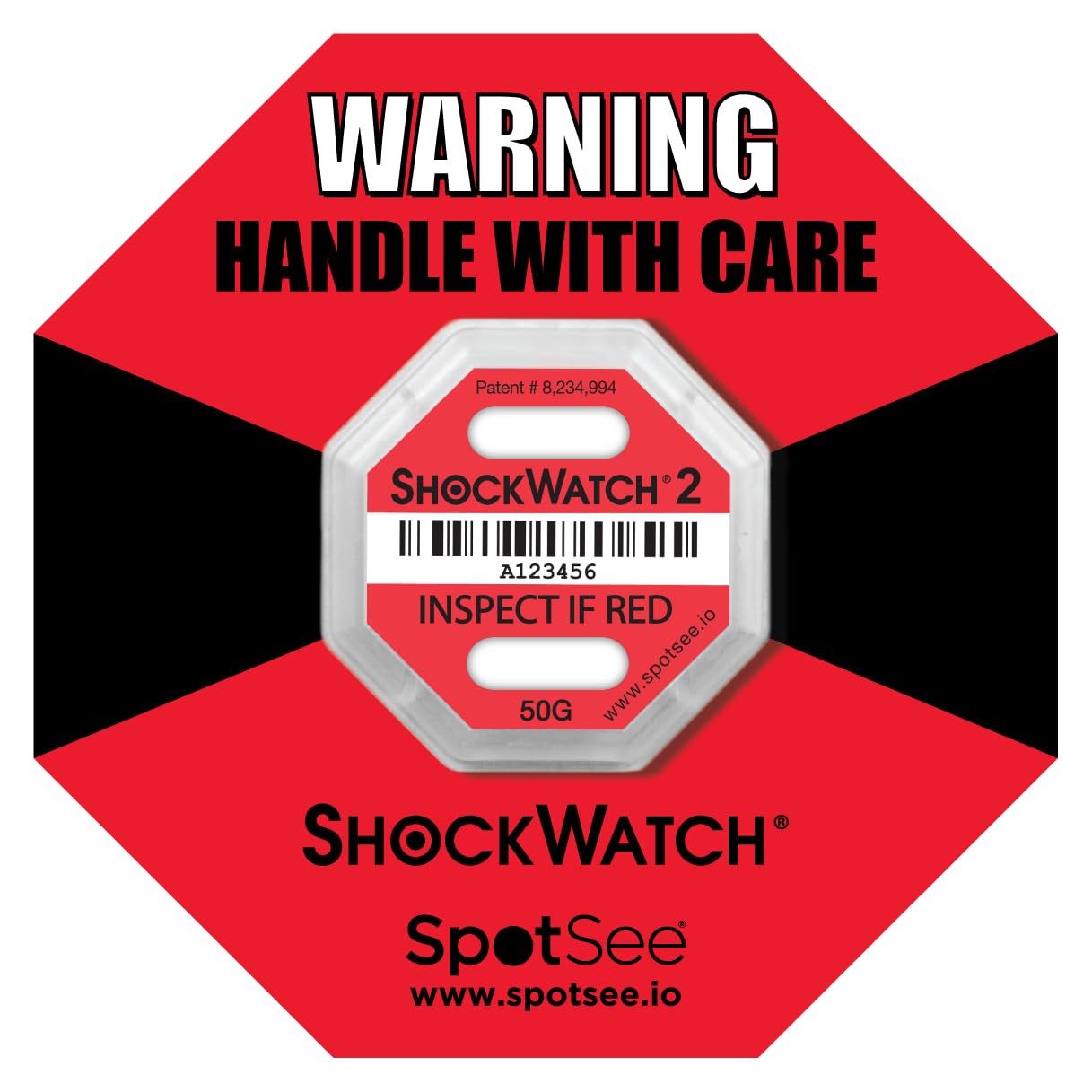 ShockWatch 2 Indicatore di impatto, confezione da 10, 50G rosso, antimanomissione indicatore di danni da urti