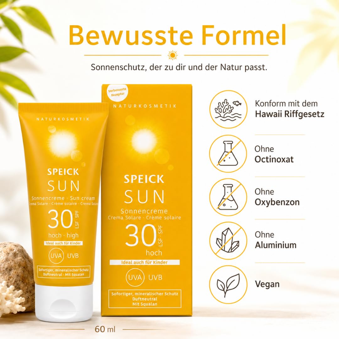 Speick Sun Sonnencreme LSF 30 2x 60 ml, mineralisch & Pharma Perle Duschgel