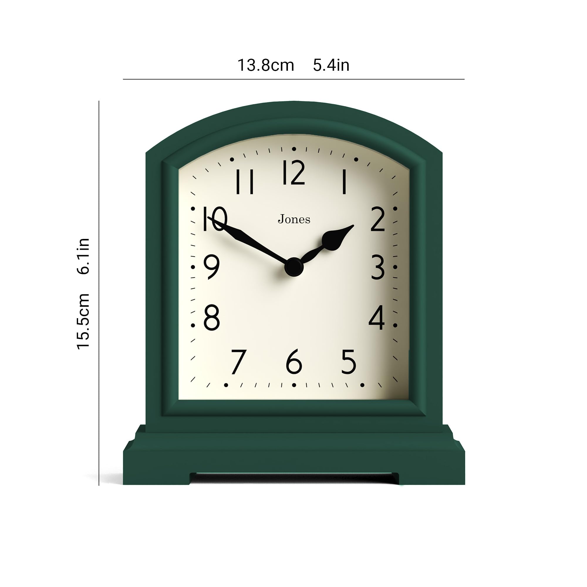 Jones Clocks® Tavern mantel clock, Dark Green, 15.5 x 14 x 6 cm - Image 3