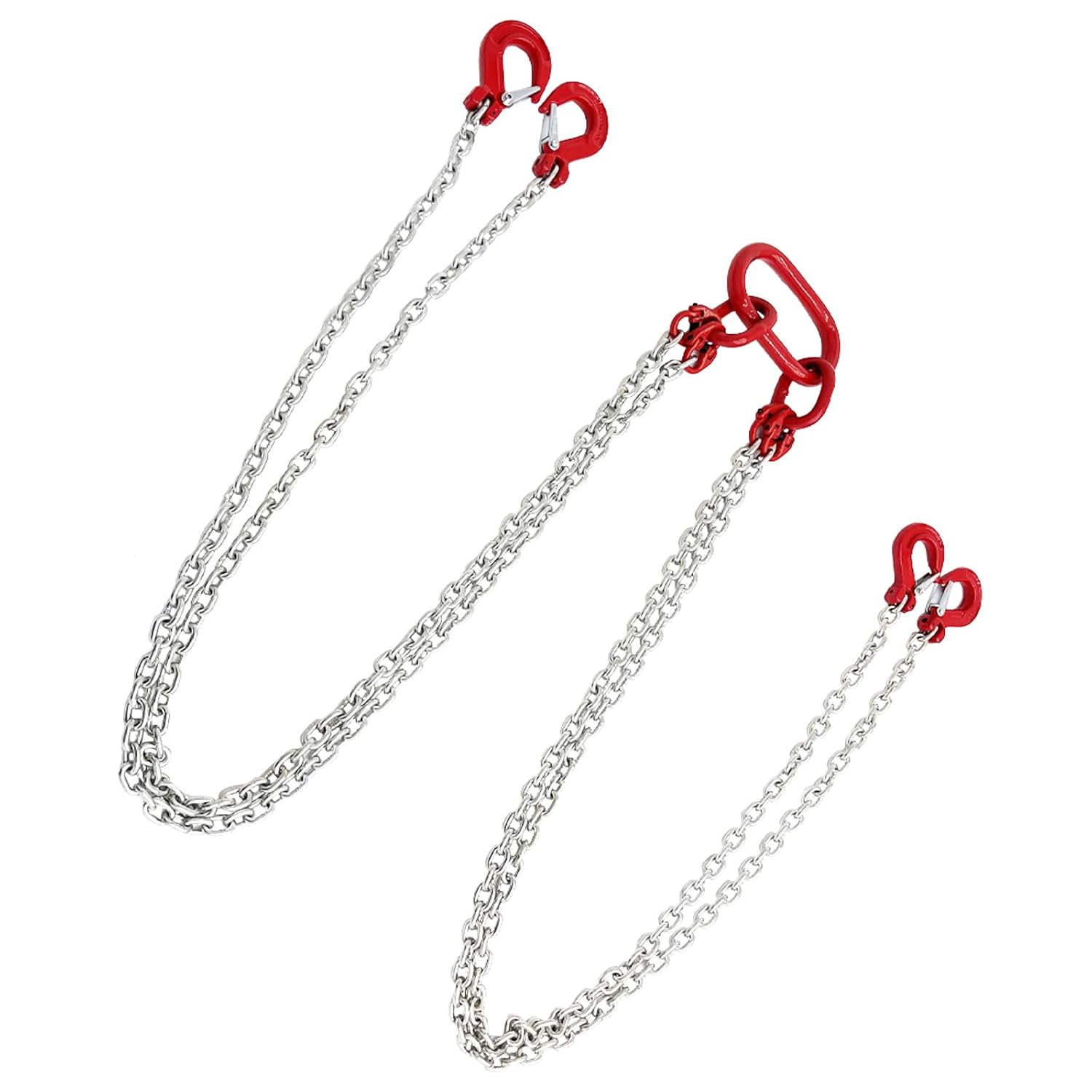 INTBUYING Chain Slings for Lifting 4.9FT 4 Legs Lifting Chains with Self Locking Grab Hooks Max 4 Ton for Engine Hoist G80 Manganese Steel