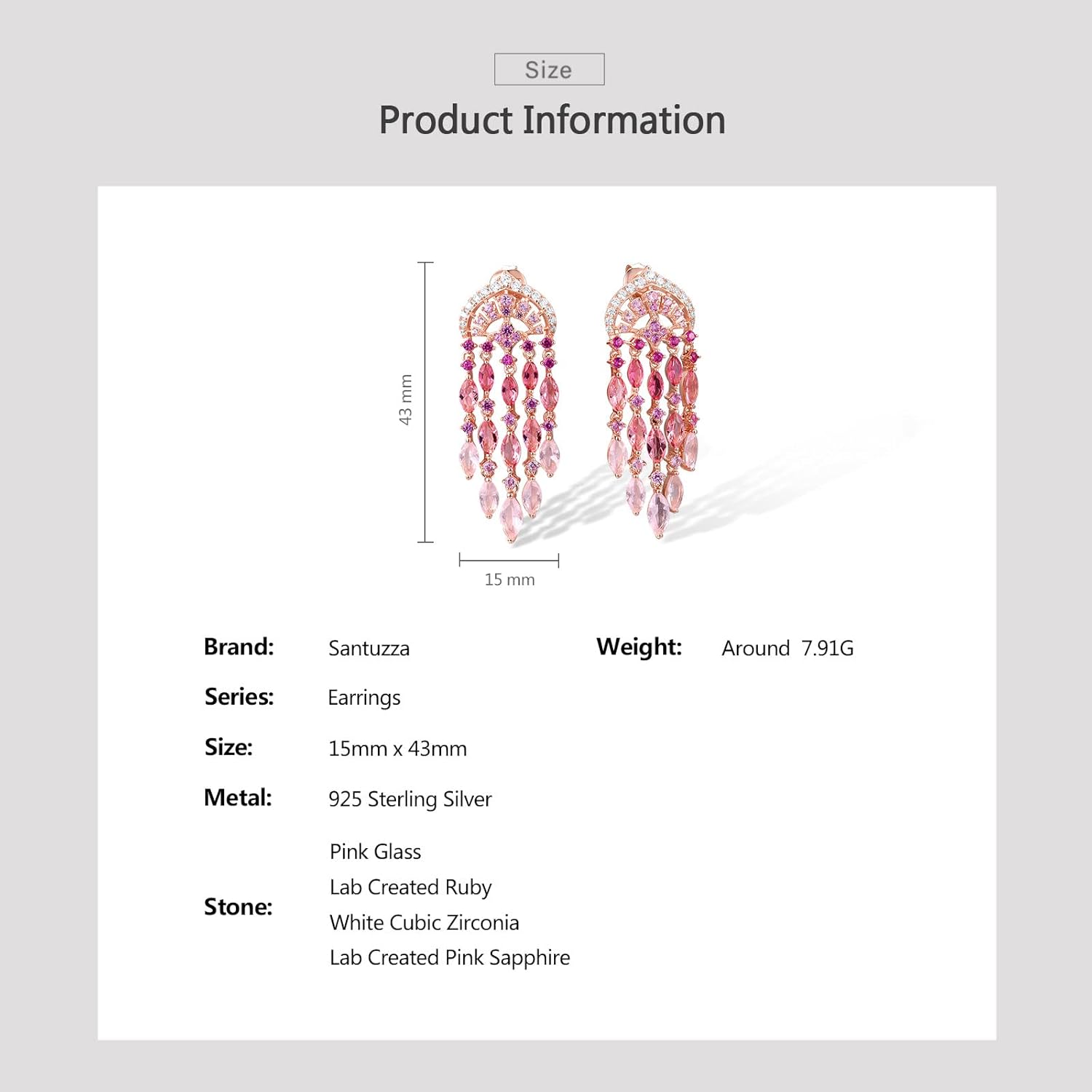 Santuzza 925 Sterling Silver Ombre Raindrops Earrings Glass Cubic Zirconia Stud Earrings for Women - Image 4