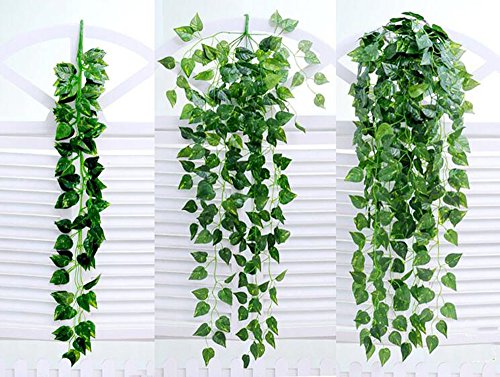 Image of Artificial Flower Hanging Garland (7 Pcs, 140 cm) | Lotus Gajra for Mandir Decoration & Pooja Decor | Wall /Door Hanging Flowers for Home, Diwali, Ganpati & Festival Decoration