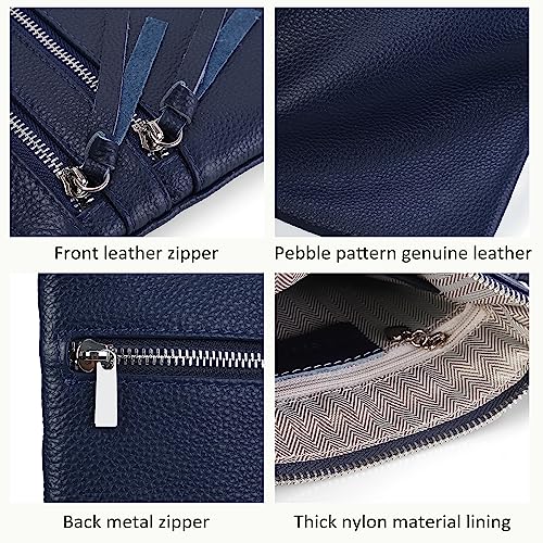 Image of befen Small Genuine Leather Crossbody Purses for Women Trendy Travel Shoulder Handbags with Multiple Zipper Pockets