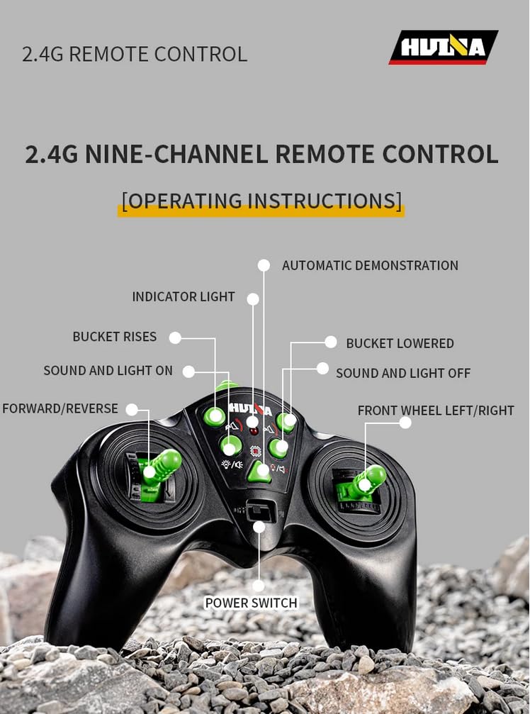 s-idee® S1579 Chargeuse sur pneus RC + bras d'excavatrice Vert 1:14 2,4 GHz
