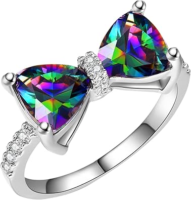 925 Sterling Silver Heart Ring for Women, Heart Band Dainty Engagement Ring Promise Wedding Rings Jewelry Bow, 9