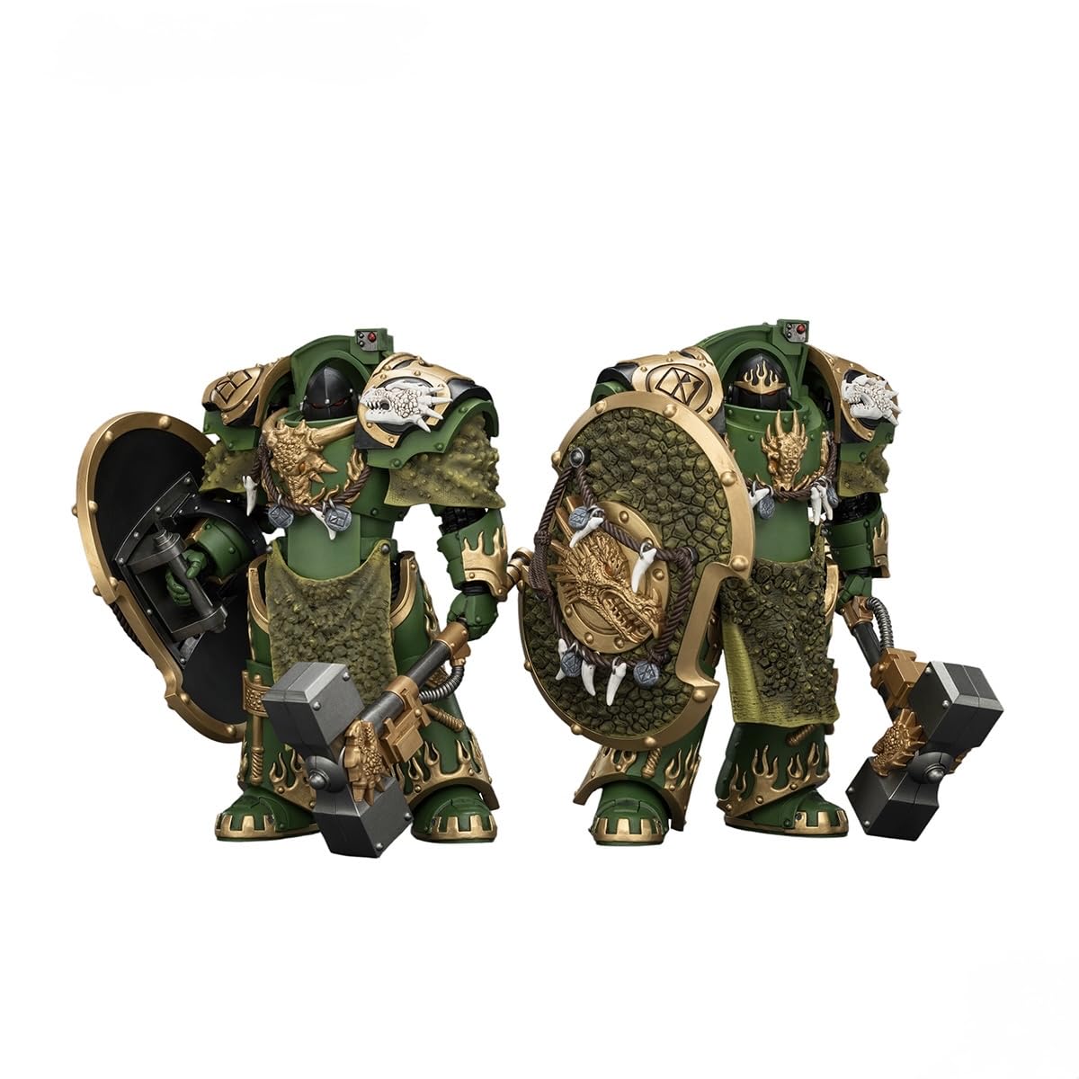 JOYTOY Warhammer The Horus Heresy Salamanders Firedrake Terminator 2 Figures Set with Thunder Hammer and Dragonscale Storm Shield Highly Detailed Articulated Action Figure Collectible Model Birthdays