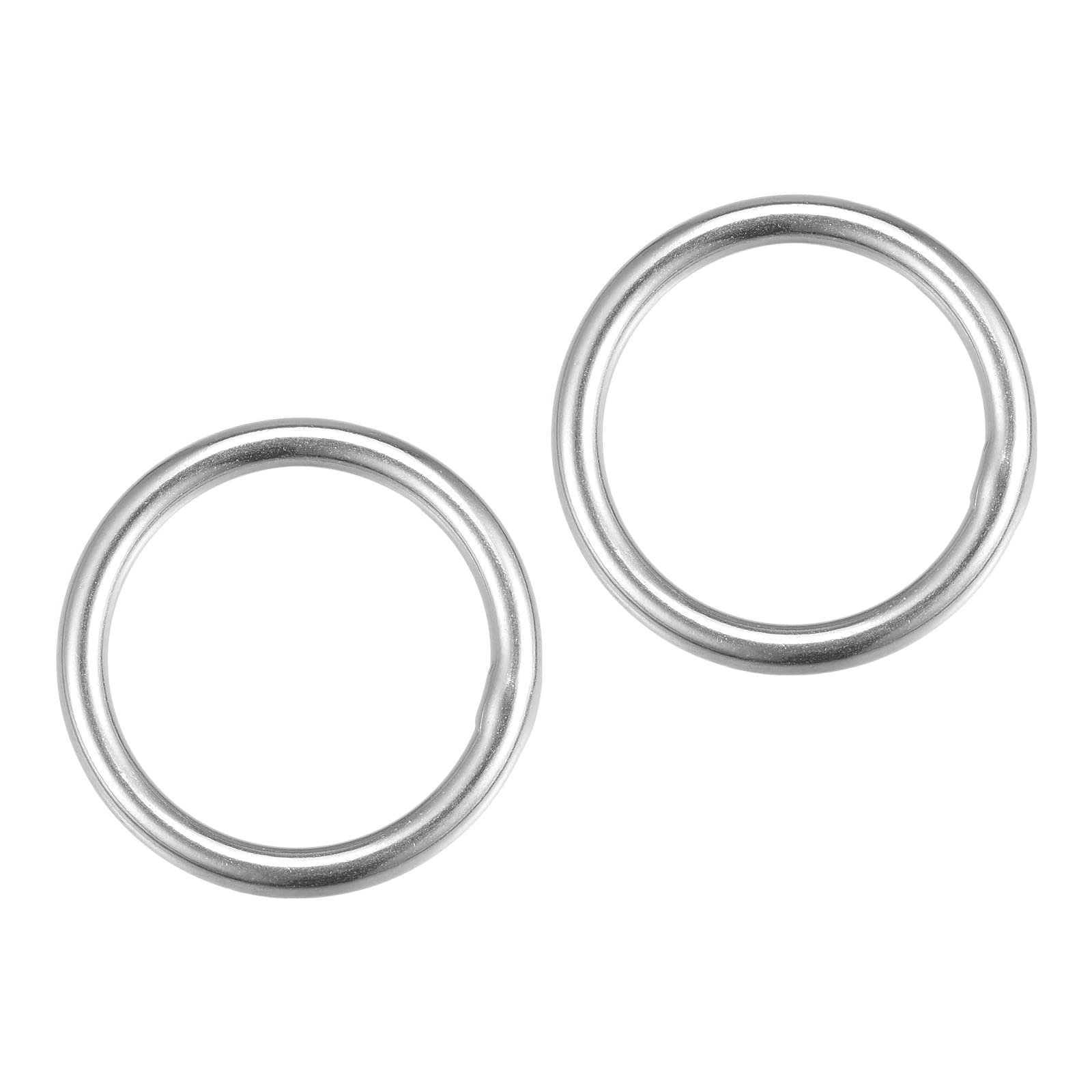METALLIXITY 316 Stainless Steel O Rings (35x5mm) 2pcs, Welded Round Ring - for Ropes, Hanging Objects