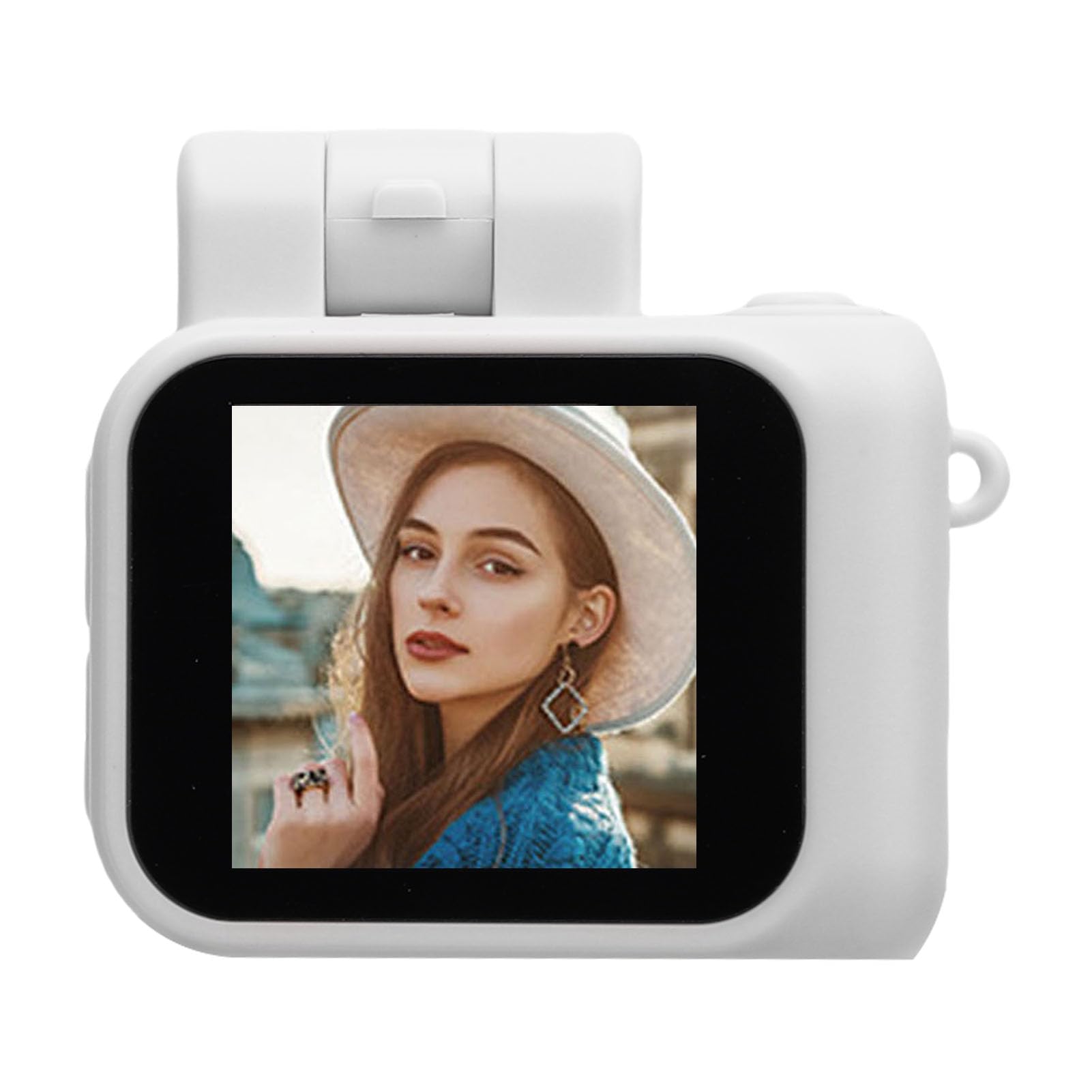 Asixxsix Mini Cyfrowy Aparat, Kluczowy Klęcznik 1080p z Ekranem LCD o Pojemności 1,44 Cala i Lampy Błyskowe, Kompaktowy Rejestrator Wideo w Retro do Rejestrowania Mediów (WHITE)