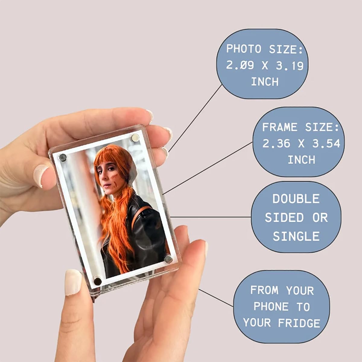 PICASSO SIGNAGE Magnetic Acrylic Photo Frames (Set of 4 Prints) | Double-Sided Fridge Magnet Display for Polaroid & Instax Mini | Acrylic Picture Holder for Refrigerator, Locker, Office & Home Décor 4