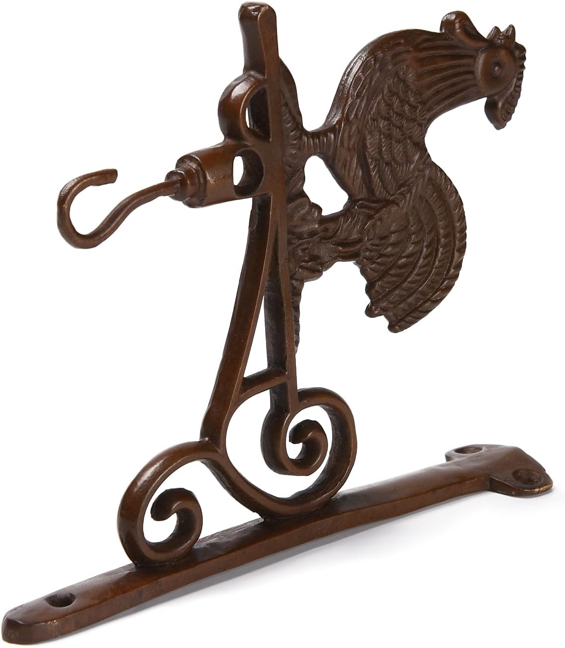 BRASSTAR Brass Hanging Hook Wall Mount Bracket Rooster Styling Decorative Single Hook for Hanging Plants Outdoor Flowerpot Bird Feeders Rustic Antique Style Garden Decoration TQGJPT736