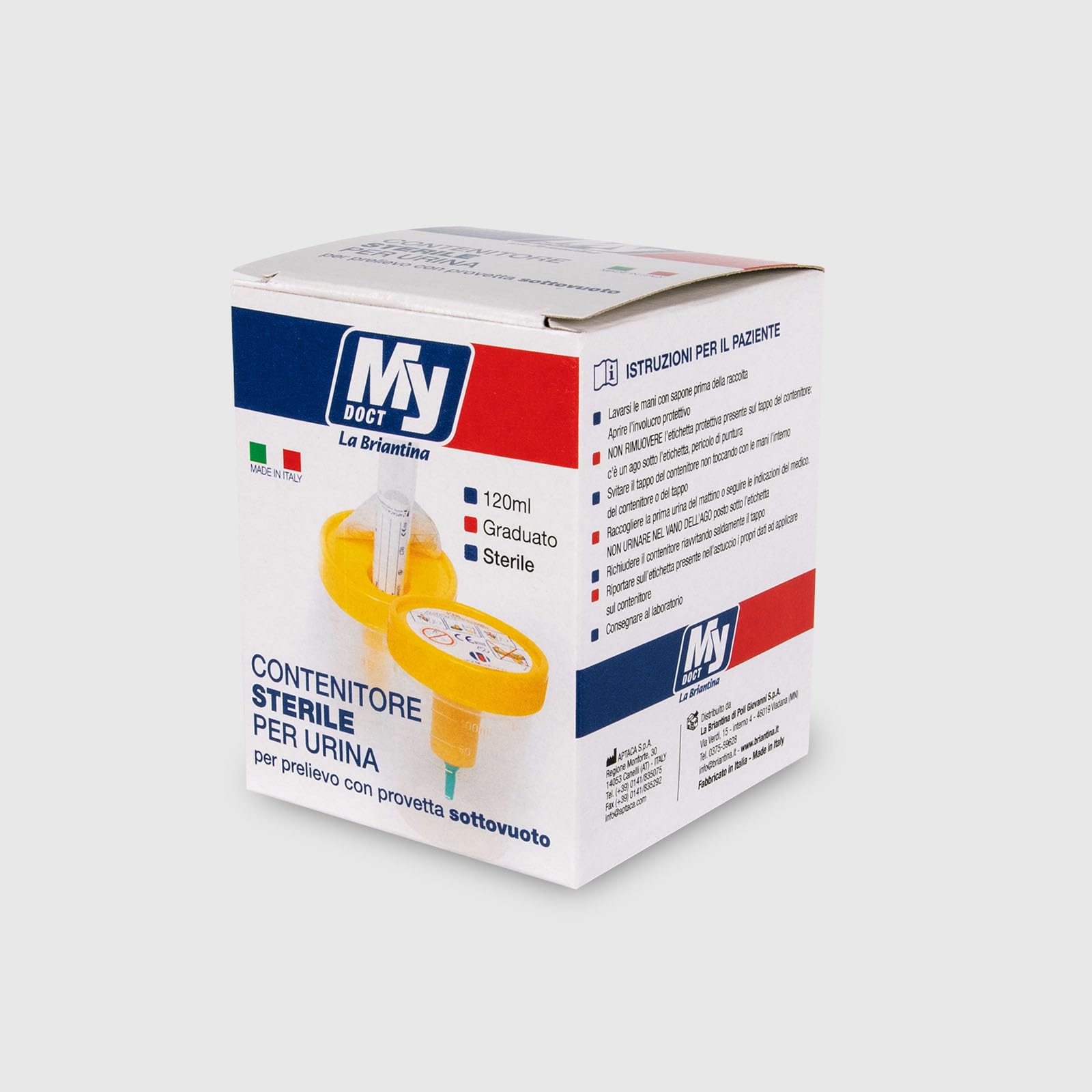 My Doct Contenitore Urine 120 ml Sterile con Campionatore per Urinocoltura, Compatibile con Provetta, Provetta non Inclusa