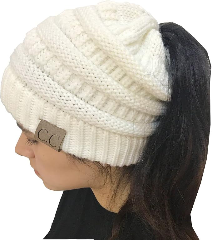 bun ponytail, beanie hat cap 