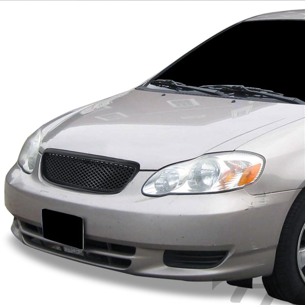 R&L Racing Front Grill JDM TR-D Mesh Hood Bumper Grille ABS Compatible with 2003-2004 Toyota Corolla (Black)