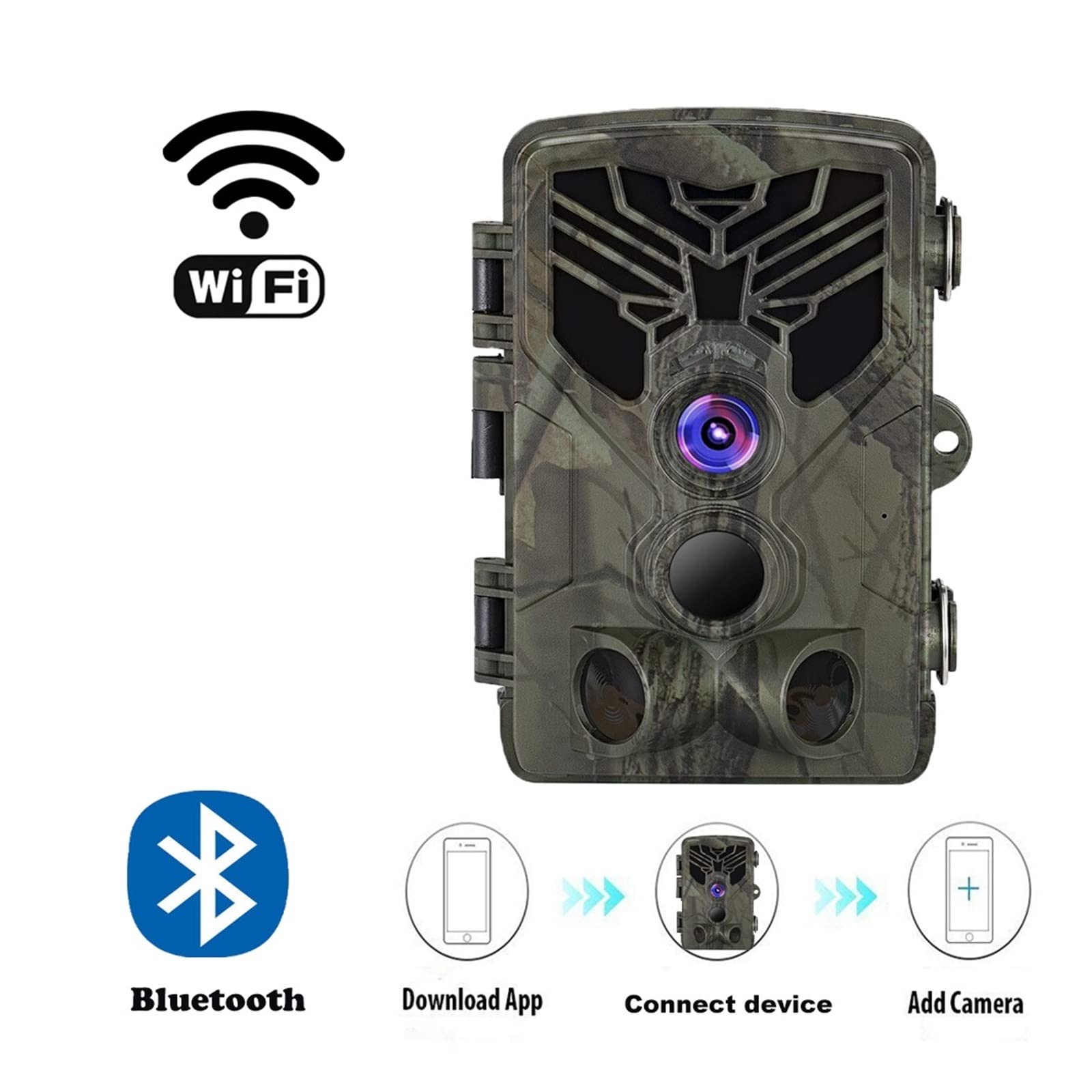 Cámara Vida Silvestre Cámara De Rastreo con Aplicación WiFi, Control por Bluetooth, Transmisión En Vivo, Cámaras Caza WIFI830, 24MP, 1296P, Visión Nocturna, Trampas For Fotos Vida Silvestre