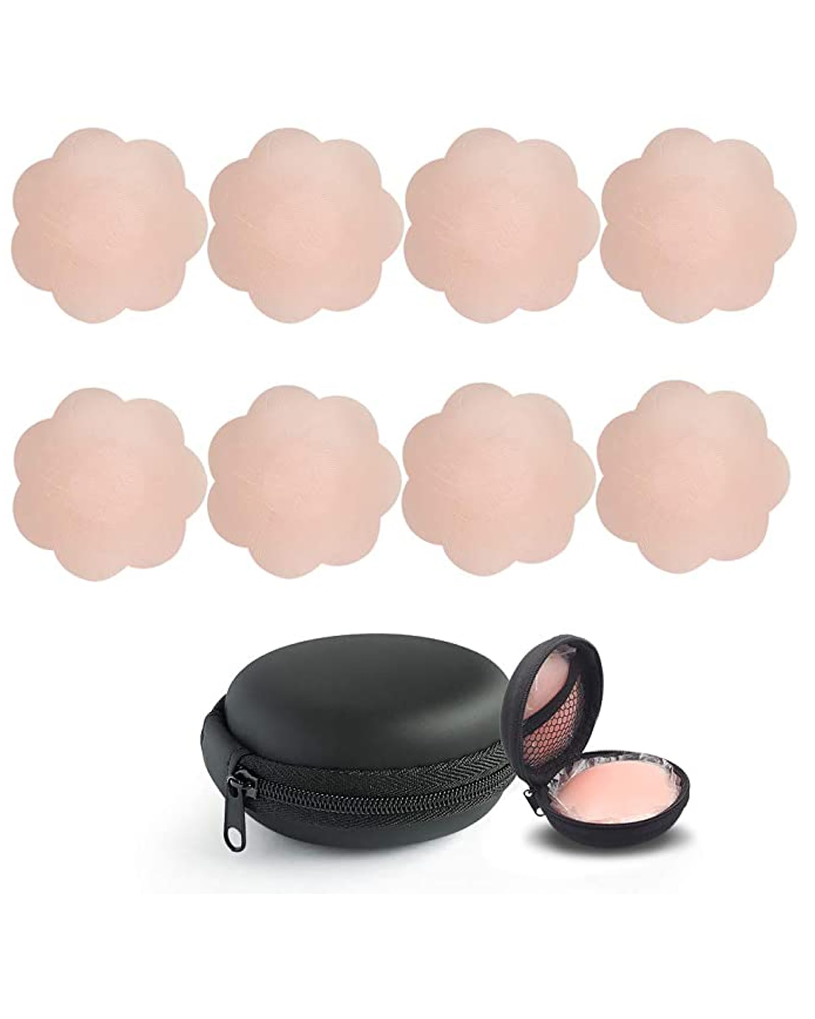 Nipple Covers Reusable Comfortable & Natural Invisible Adhesive Silicone Pasties for Women, Flower (Skin)