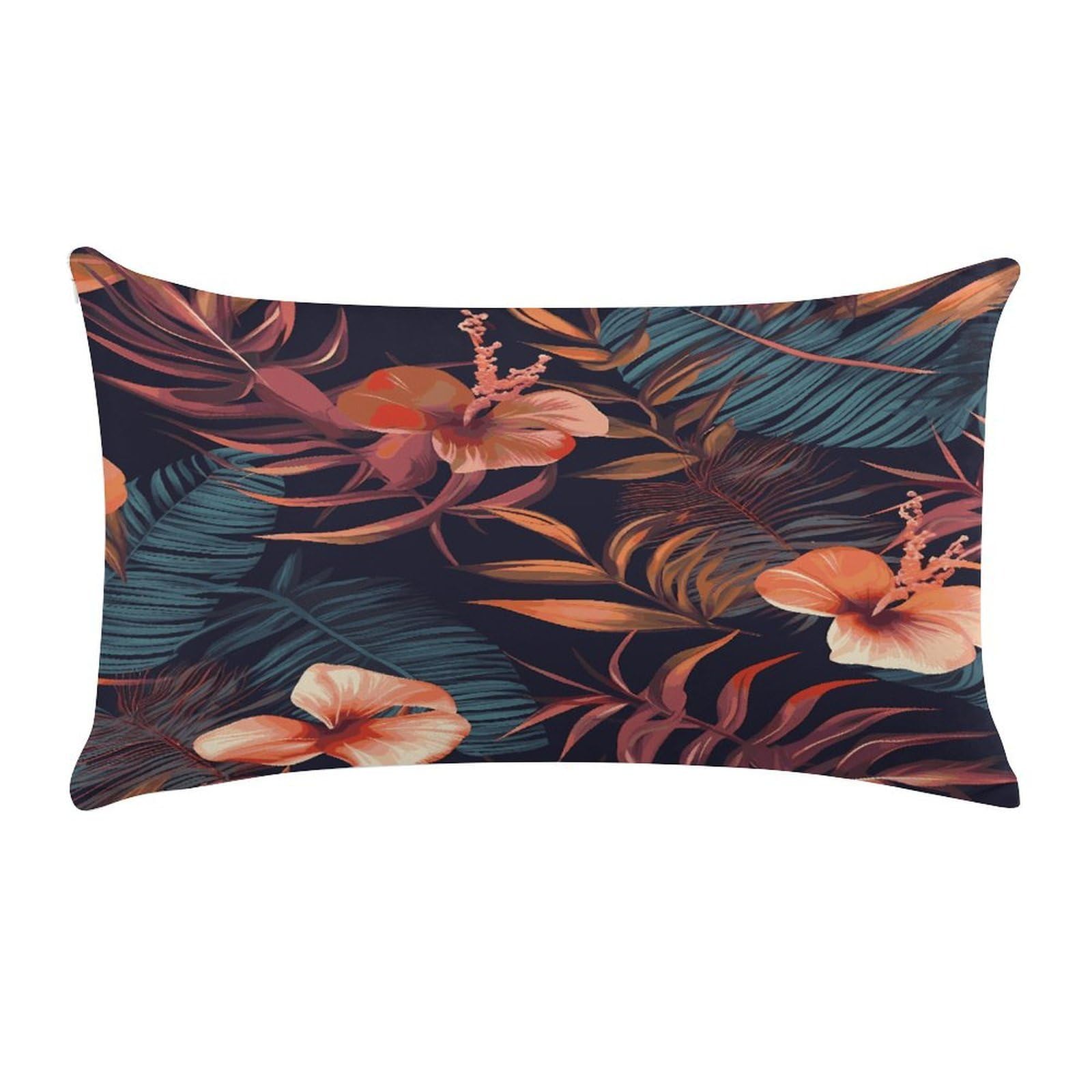 LDGSUPH Tropical Flower Throw Pillow Cover with Zipper Long Throw Pillow Case Anti-Fading Pillow Protector Super Soft Decorative Cushion Case Exquisite Plush Pillowcase12 X 20 in