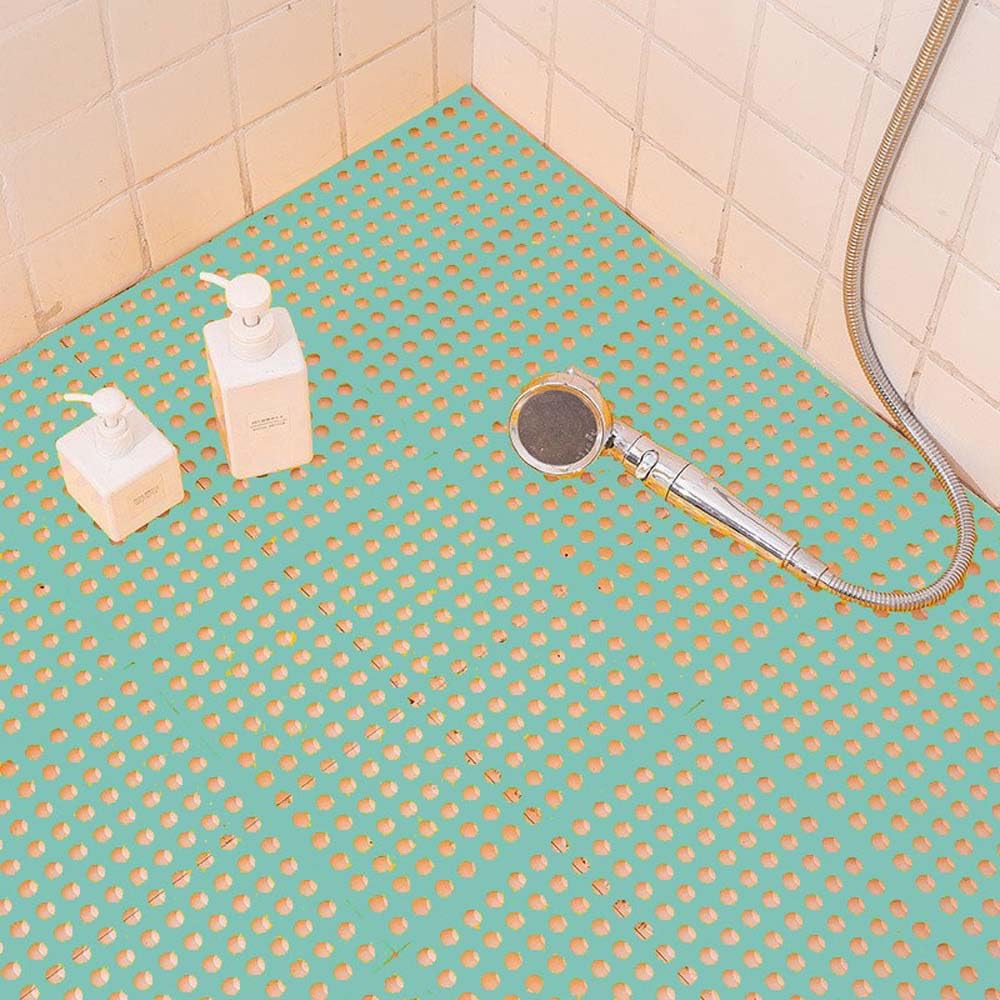 Alfombrilla de baño, baldosas de Goma encajables, baldosas Antideslizantes de PVC Blando, Alfombrilla de Ducha con Juntas, Alfombrilla Acolchada para Exteriores (Light Green,10Pcs/30x30cm)