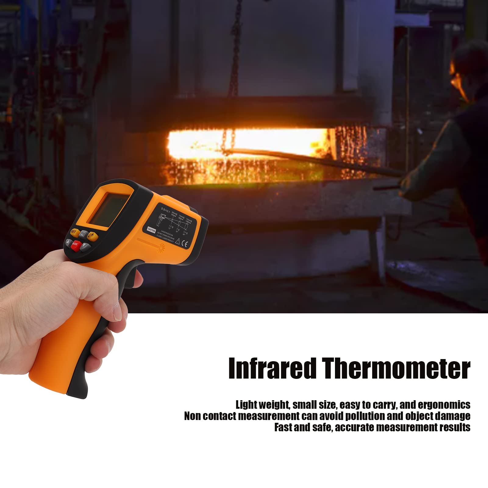 Strumento di misurazione della temperatura portatile senza contatto 900 Termometro a infrarossi per applicazioni industriali nei settori energetico, chimico, caldaie a carbone e