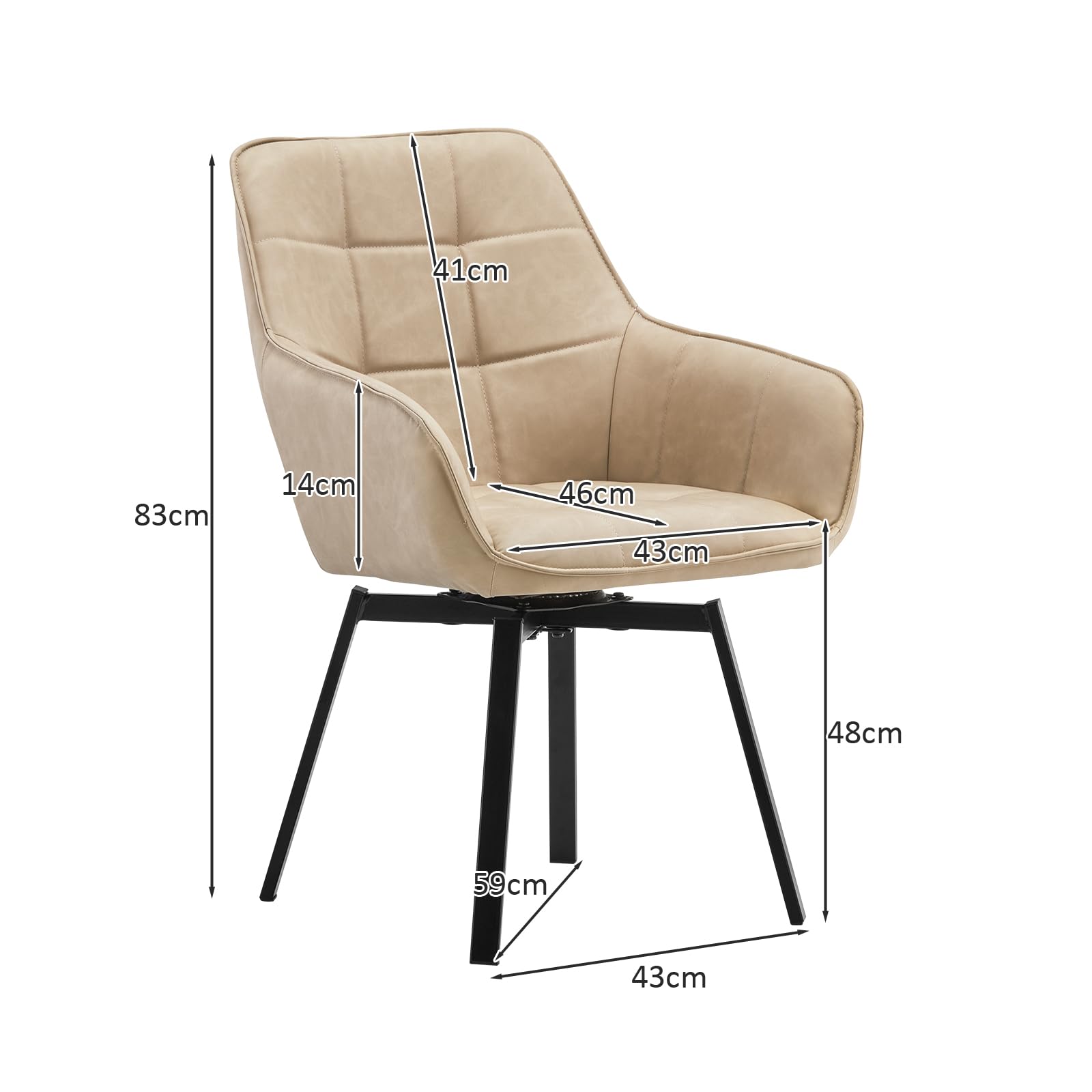 TUKAILAi Set Di 2 Sedie Da Pranzo In Pelle PU Grigia Con Braccioli - Moderne Con Gambe In Metallo, Imbottite Per Cucina, Soggiorno, Ufficio - 4