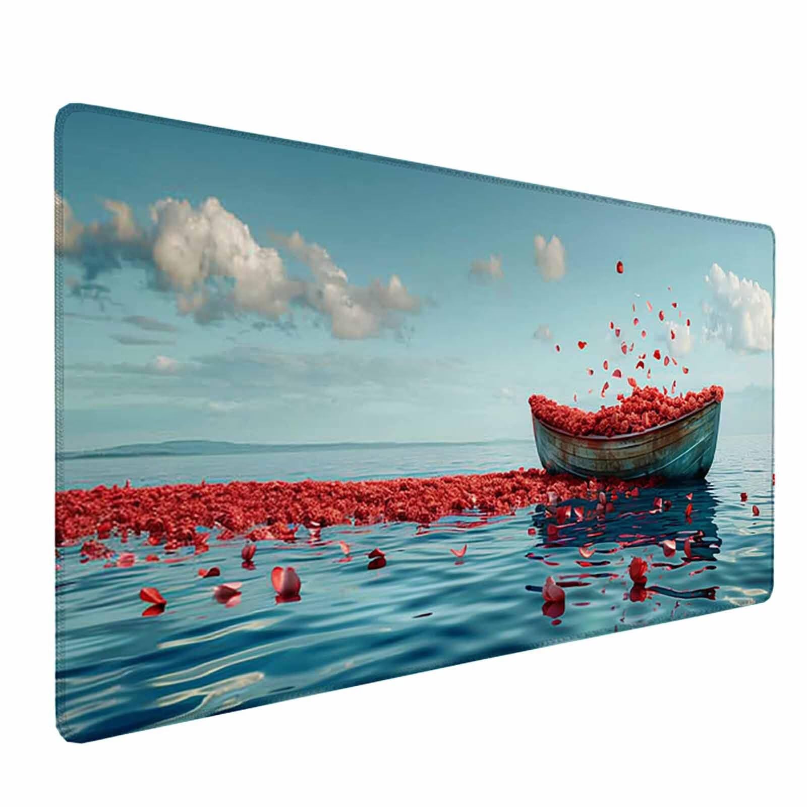 Podkładka pod mysz niebo podkładka pod mysz do gier XXL 1200 x 600 mm, i wodoodporna podkładka pod mysz biała podkładka pod mysz z antypoślizgową gumową podstawą i przeszytymi krawędziami do gier