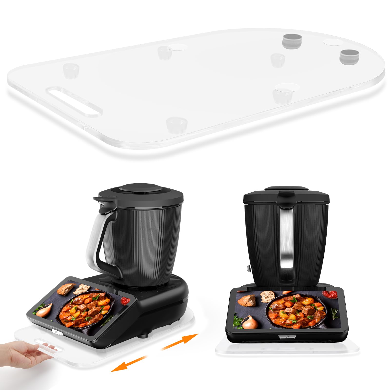 Tabla deslizante para Thermomix TM7, con un solo mango, para robot de cocina Thermomix Vorwerk TM7, accesorios (acrílico – transparente)