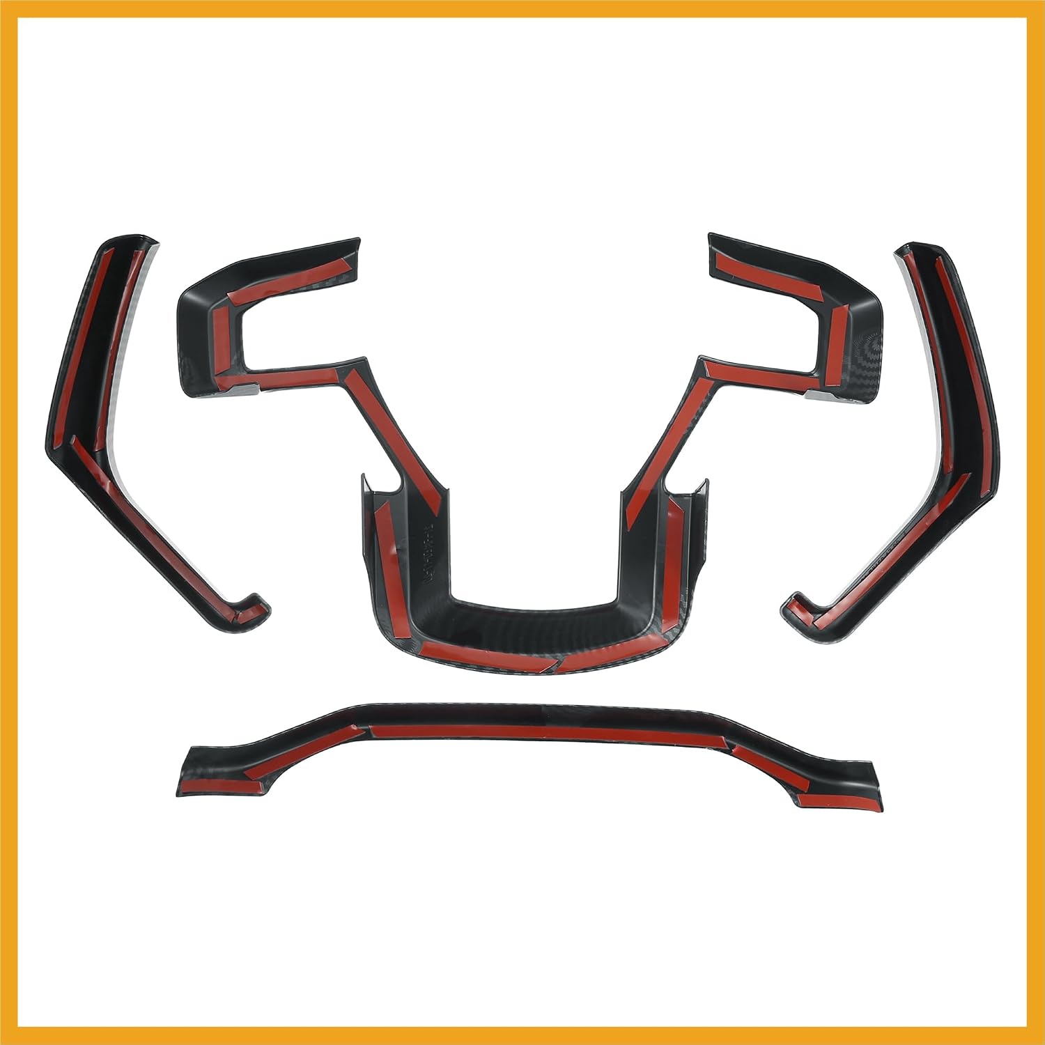 4 Pcs ABS Carbon Fiber Pattern Dashboard Steering Wheel Panel Trim Sticker Black for Ford F-150 2015 2016 2017 2018 2019 Replacement