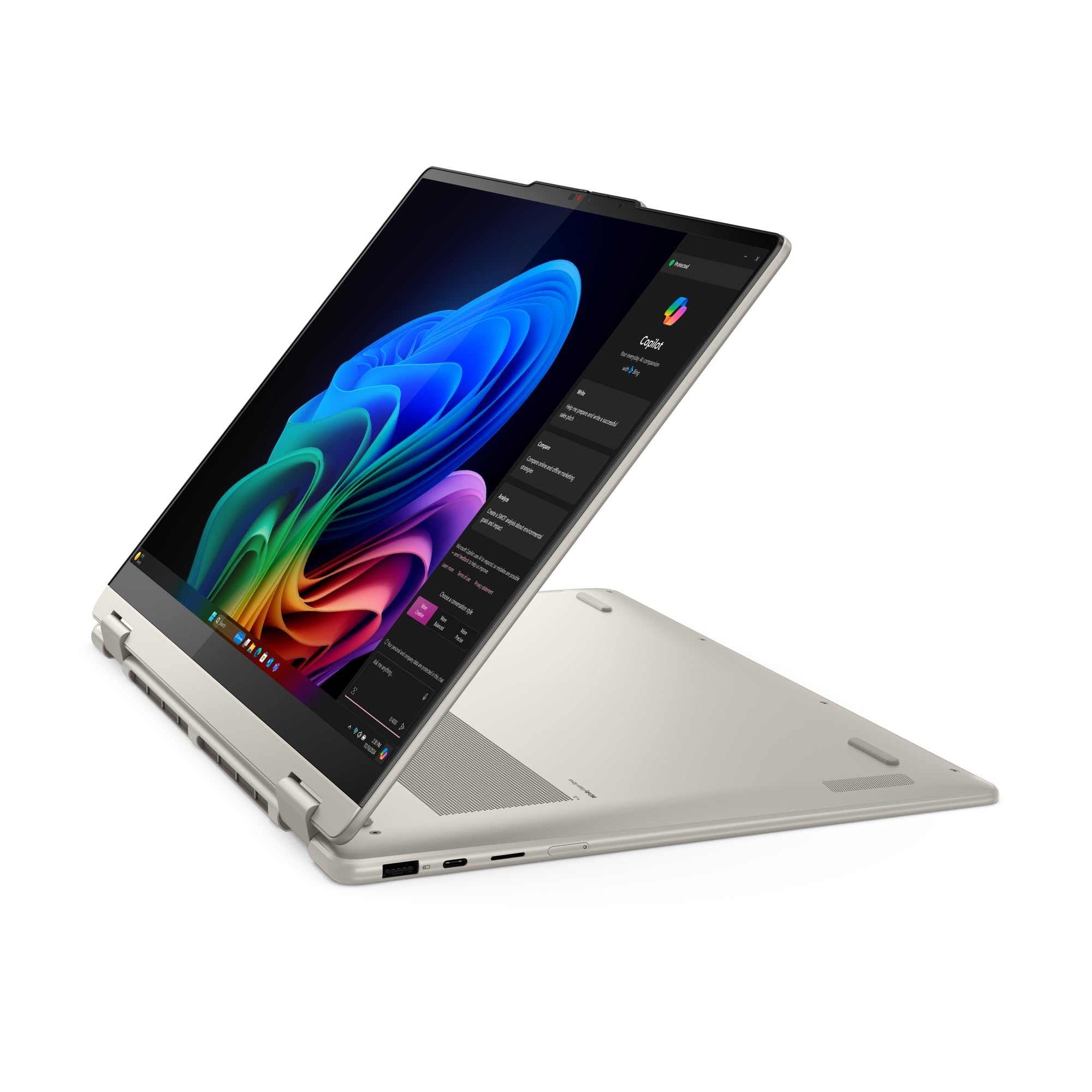 Lenovo Yoga 7 2-en-1 16AKP10 - Ordinateur Portable Copilot + 16'' 2.8K OLED Tactile (AMD Ryzen AI 7 350, RAM 16Go, SSD 512Go, AMD Radeon 860M, Windows 11H) Clavier rétroéclairé AZERTY - Seashell