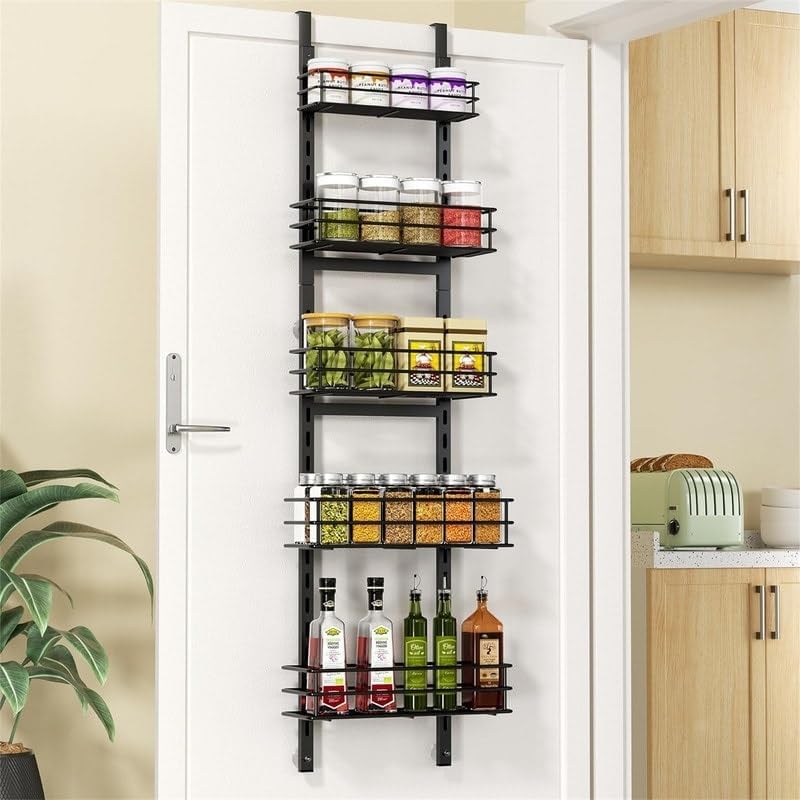 12 Inches Wide Pantry Door Organizer 11.81" d X 4.72" w 49.92" h Black Metal
