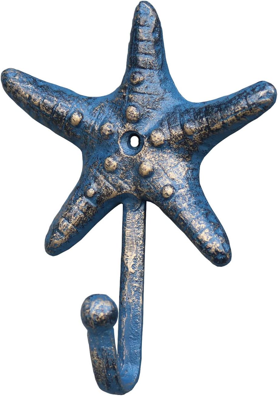 HillSpring Starfish Cast Iron Hook, Decorative Wall Hanger for Keys, Screw and Anchor Included - Image 3