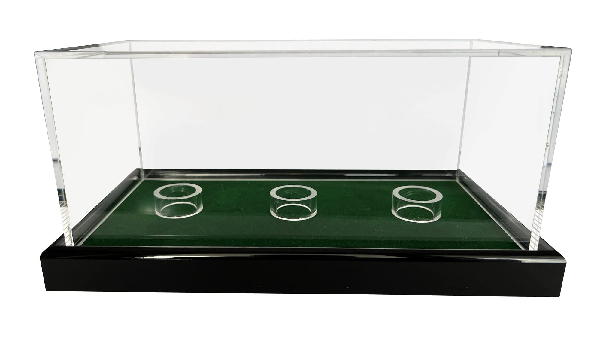 Grande Universal acrilico vetrina 22 x 12 x 10,5 cm / Showcase / bacheca con fondo verde scuro p.es. per palla da tennis, baseball, 3 palla da Golf , Personaggi, modello automobile, orologi