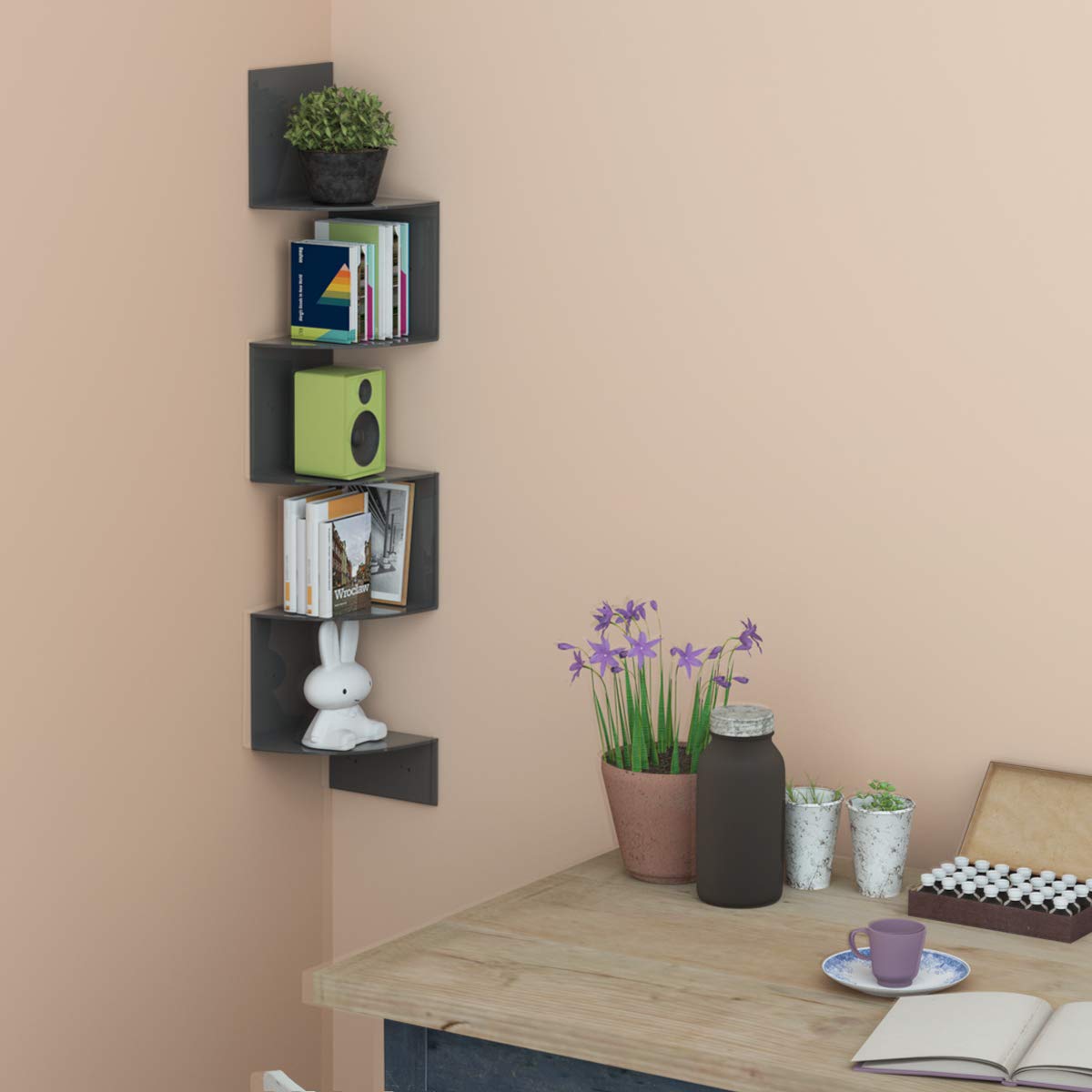 Buy HIIMIIE Acrylic Corner Wall Shelf Wall Storage Organizer 5 Tier Zig