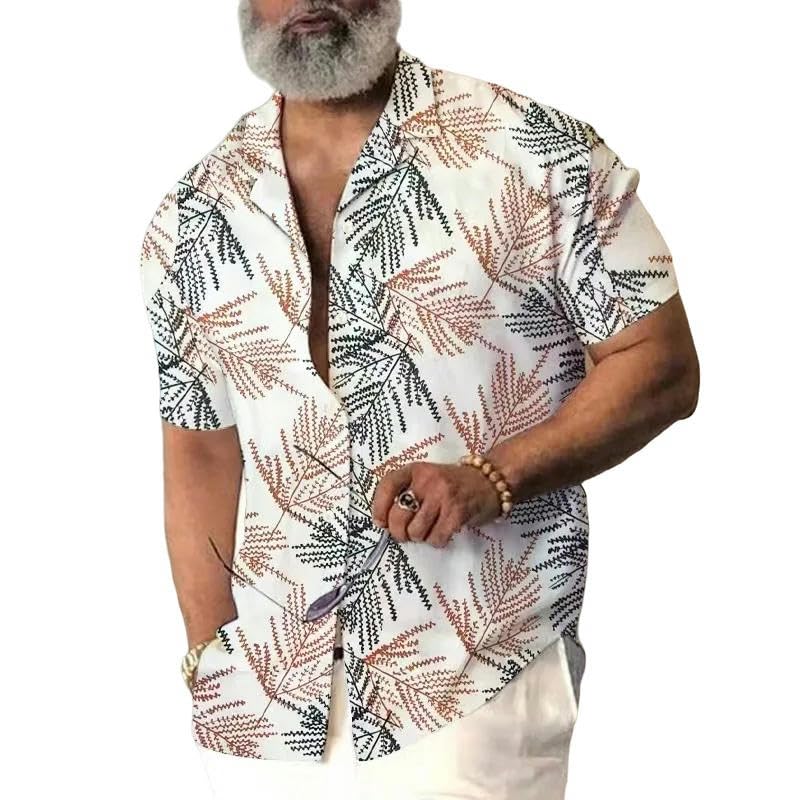 Hawaiihemd Sommer Hawaiian Herren Hemd Strand Vintage Muster Print Kurzarm Männer Kleidung