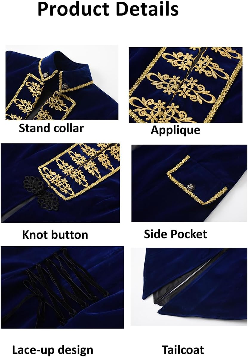 Womens Steampunk Medieval Victorian Gothic Tailcoat Masquerade Costume Jacket Pirate Frock Coat - Image 5