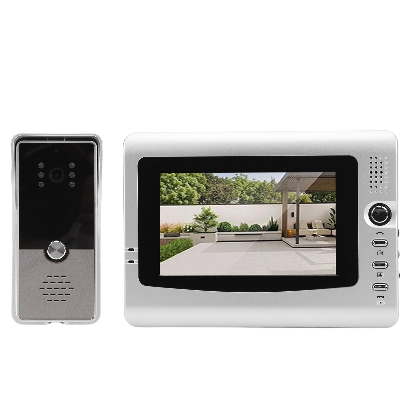 Sistemas Videocitofono Cablato, Monitor Videocitofono da 7 Pollici con Visione Notturna IR, Kit Videocitofono Supporto Monitoraggio, Sblocco, Citofono Bidirezionale per (argento