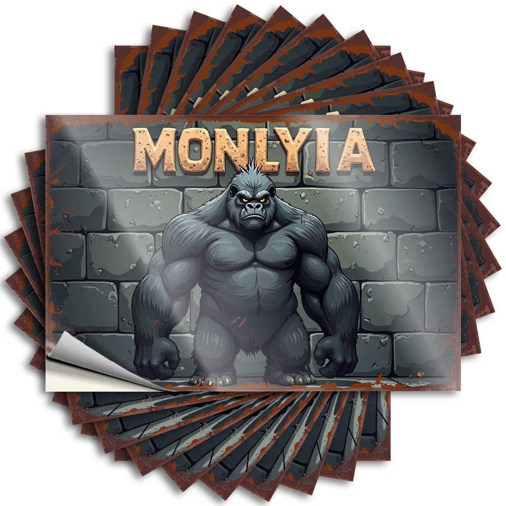 Tattoos Helmet Funky Monlyia: The Mighty Gorilla Guardian for Quick - Front Porch Decorations Outdoor Easy Peel Removable(8X12CM)