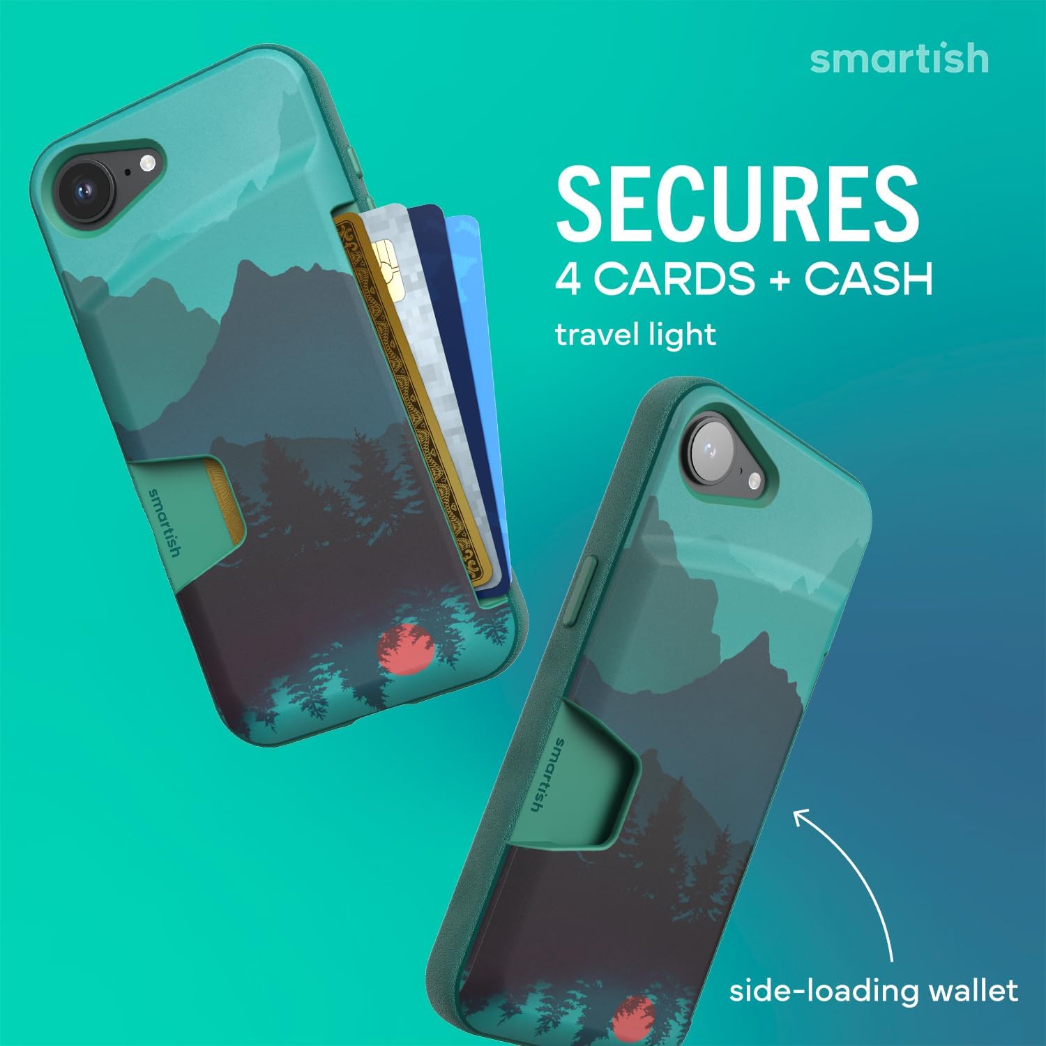 Smartish® iPhone 17e/16e Wallet Case - Wallet Slayer Vol. 1 [Slim + Protective] Credit Card Holder - Drop Tested Hidden Credit Card Slot Cover for Apple iPhone 17e/16e - Moving Mountains