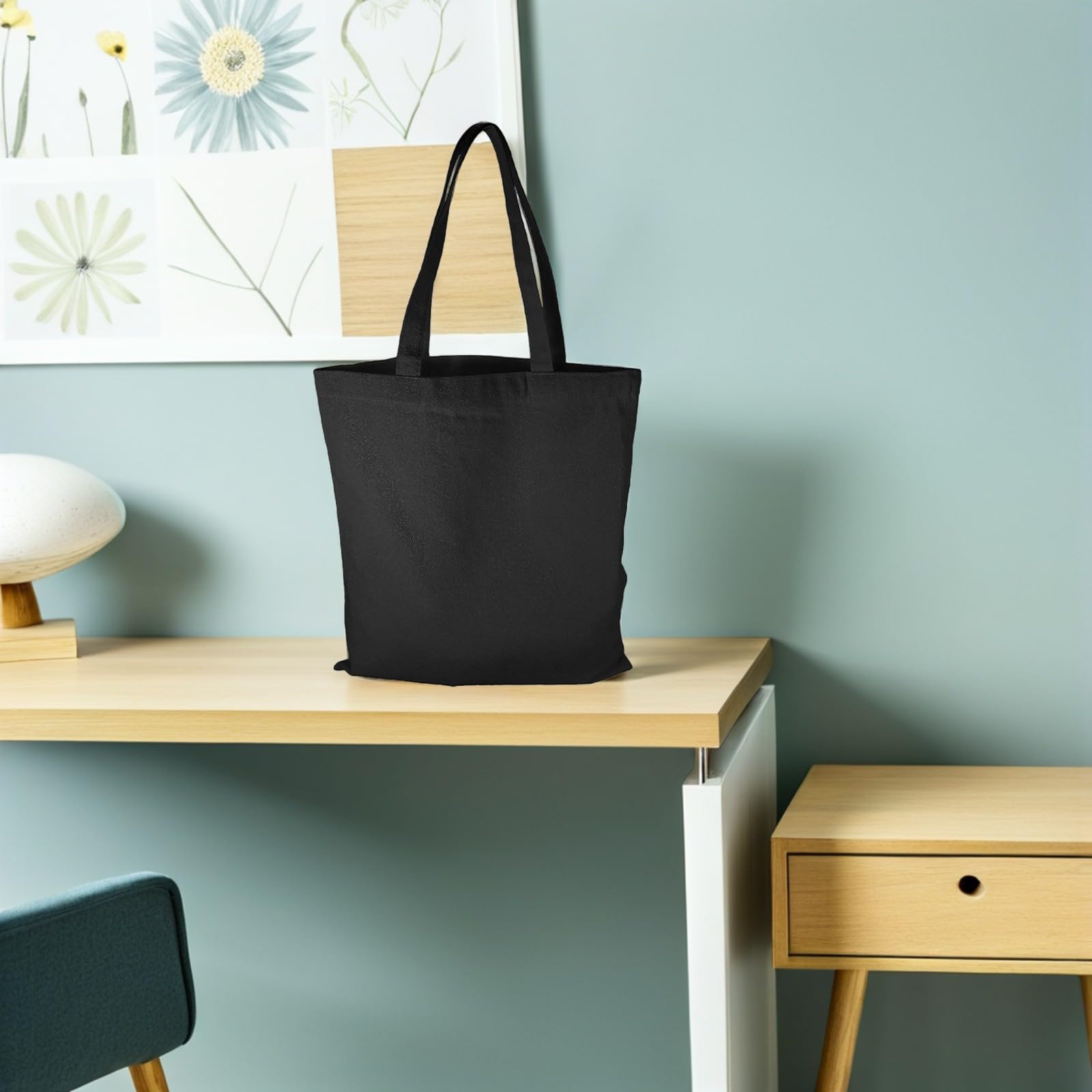 Bolsas de Mano de Sublimación de Lona Negra 40x35 Cm 8 Unidades Lavables Reutilizables para Pintar y Bolsa de Supermercado Multiusos para Compras y Manualidades