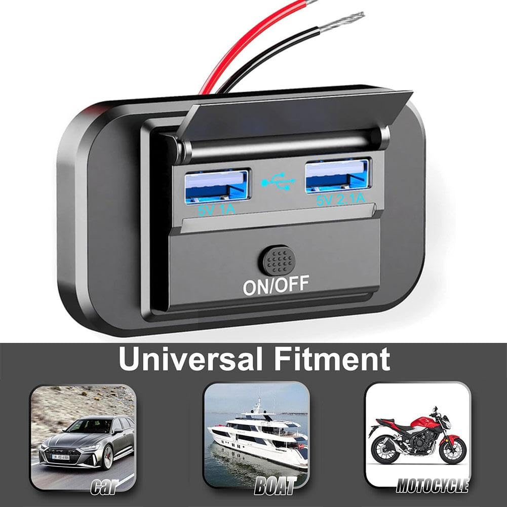 Cavo di usca USB 12V caricatore USB multiporta, Dual PD3.0 USB-C e Quick Charge3.0 presa per porta USB per auto con interruttore di alimentazione veloce  34