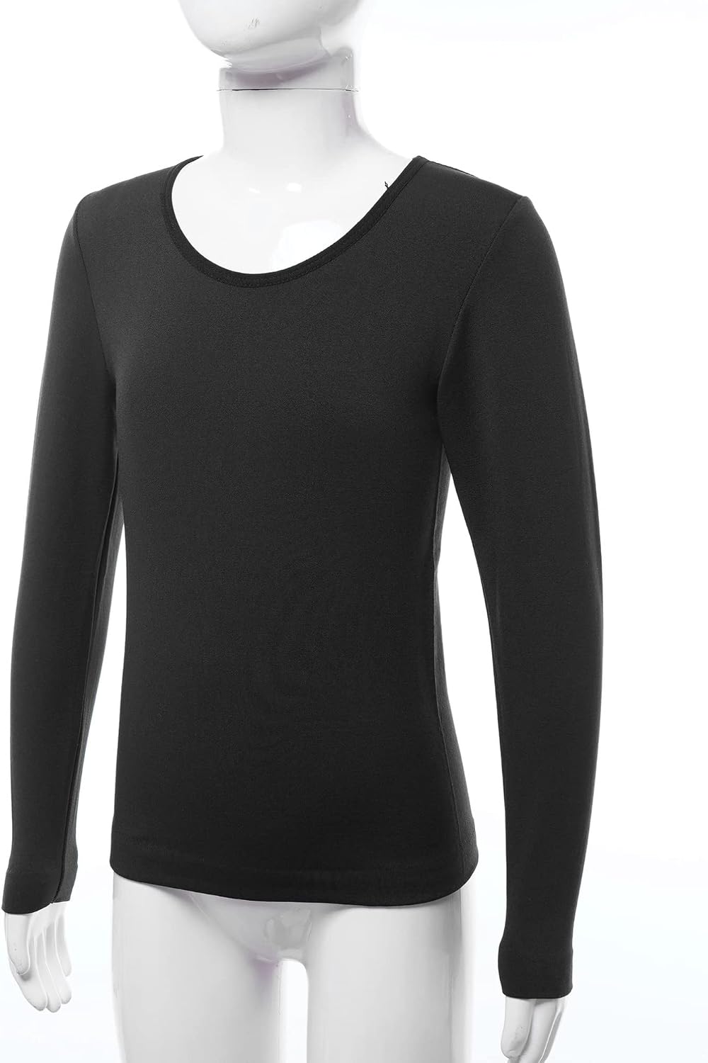 Yhong Kids Girls Solid Color Thermal Underwear Tops Round Neck Long Sleeve Stretchy Base T-Shirt for Dance Training
