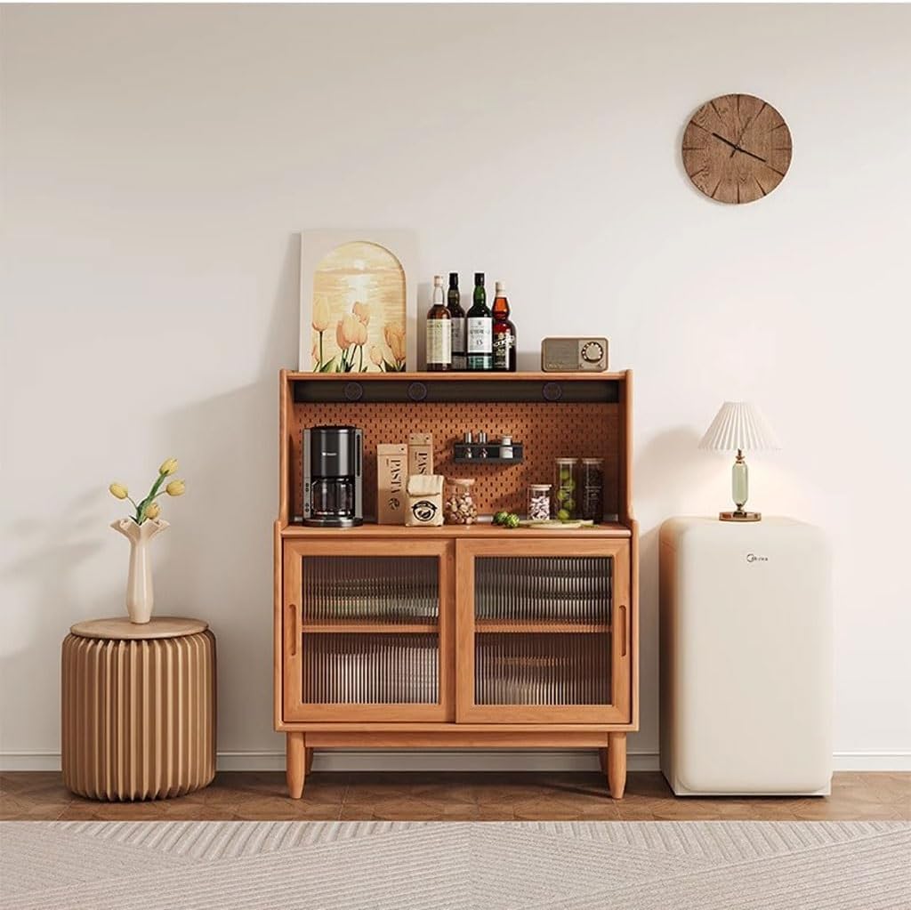 Sideboard Cabinet Solid Wood Sideboard Scandinavian Sofa Sideboard Dining Cabinet Storage Cabinet Hole Board Power Rail Against The Wall One Tea Cabinet Sideboard Cabinet With Drawers(Cherry 100cm(Hol