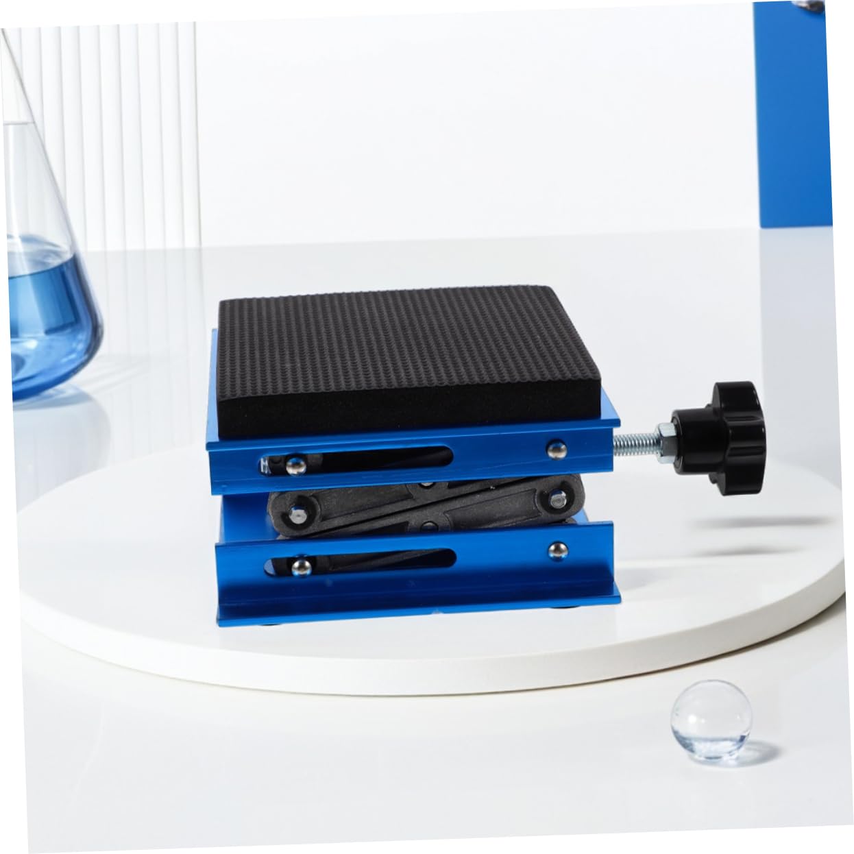 Supporto regolabile in alluminio per cric da laboratorio, 15 x 15 cm, resistente agli urti, antiscivolo, per lavorazione del legno, altezza 7,5-27,5 cm, capacità di carico 10 kg
