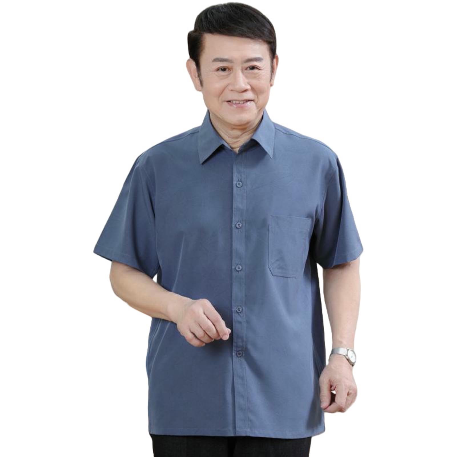 Camisa de manga corta para hombre de color liso
